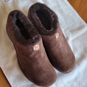 MERRELL PRIMO CHILL Mules Shearling lined Brown sz 8